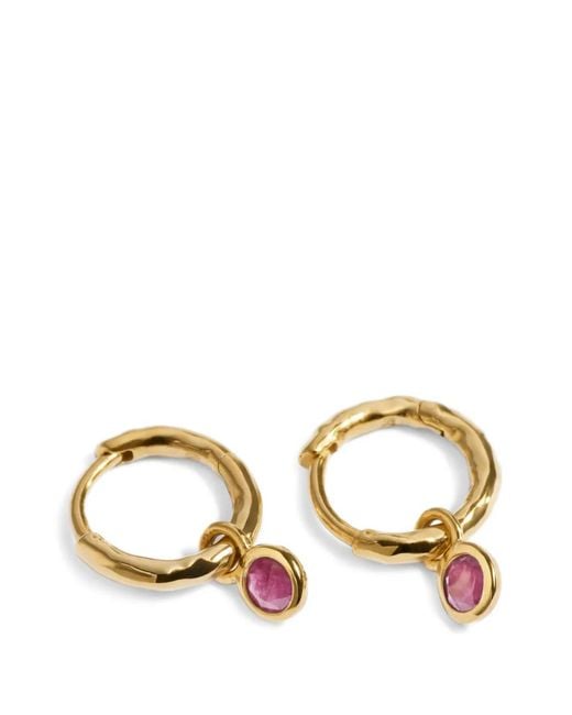 Monica Vinader Metallic Ruby-Charm Hoop Earrings