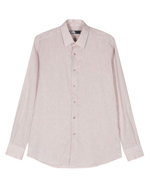 Karl Lagerfeld Pink Classic-collar Slub-texture Shirt for men