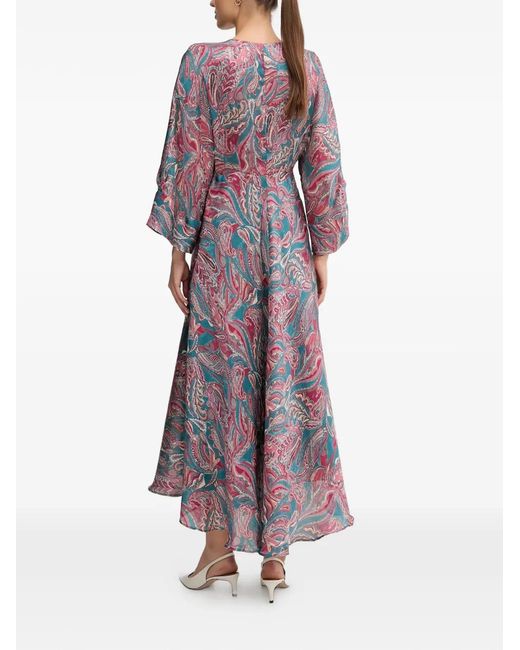 INTROPIA Luisa Flared Paisley Print Midi Dress