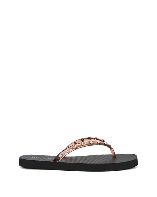 Loeffler Randall White Taryn Crystal-Embellished Thong Flip Flops