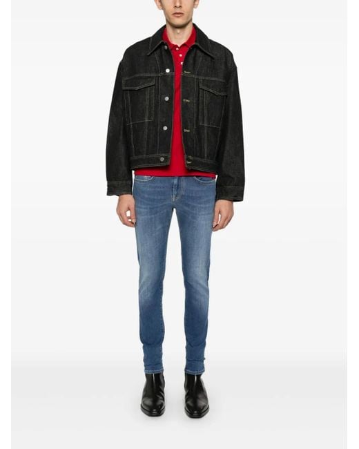 DSquared² Red Dyed Logo-Patch Polo Shirt for men