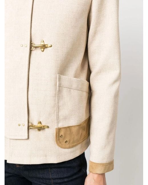 Fay Natural Contrasting-Trim Fitted Jacket