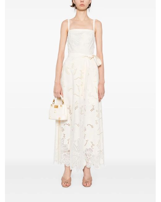 Elie Saab White Embroidered Long Dress