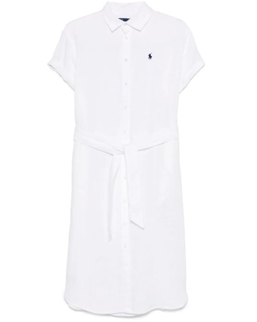 Polo Ralph Lauren White Belted Midi Dress