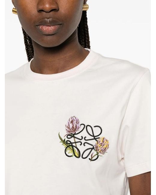 Loewe White X Paula's Ibiza Anagram Floral-Embroidered T-Shirt