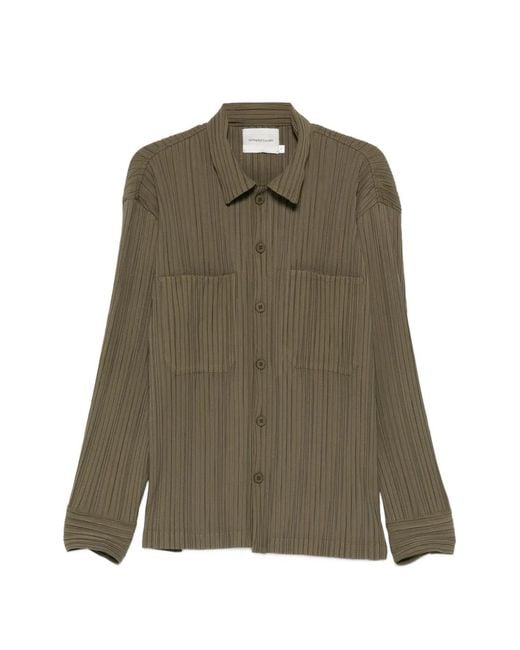 GONGDID DESIGN Green Pocketed Buttoned Shirt for men