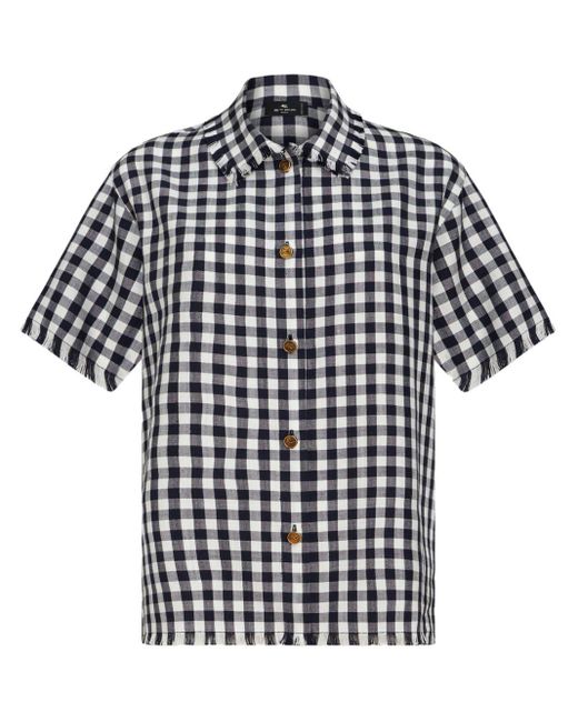 Etro Black Gingham-check Short-sleeve Shirt