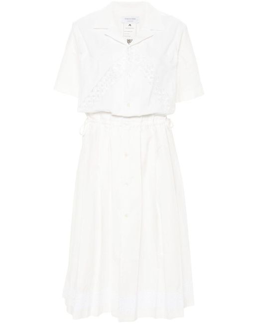 MARINE SERRE Guipure-lace Cotton Dress in het White