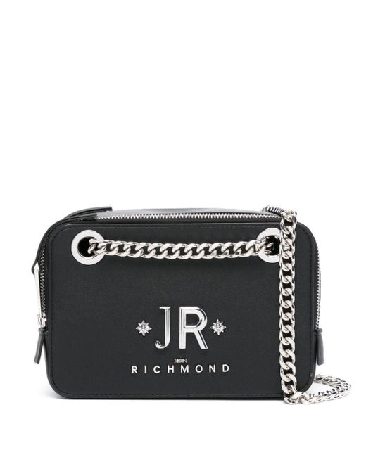 John Richmond Black Logo-plaque Shoulder Bag