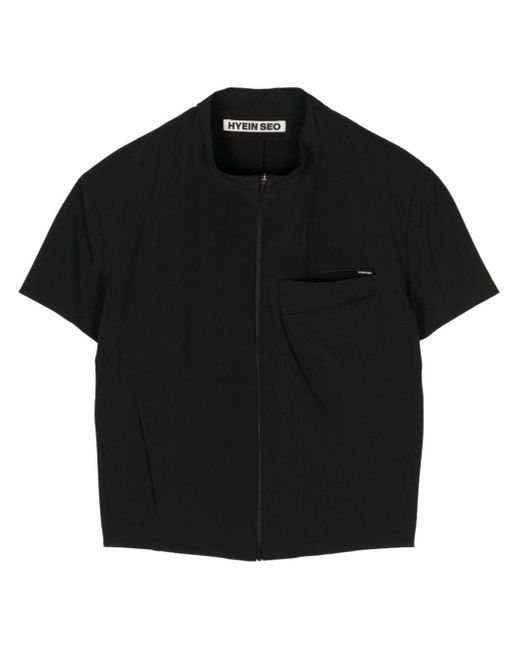 Hyein Seo Black Cropped-T-Shirt mit Reißverschluss