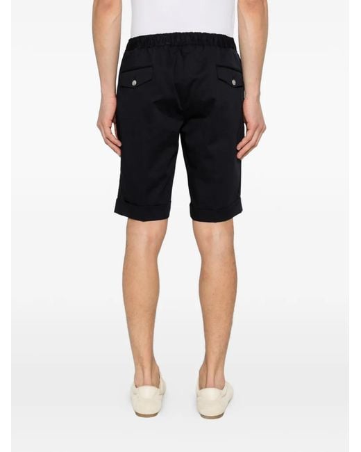 Barba Napoli Black Drawstring Cuffed Shorts for men