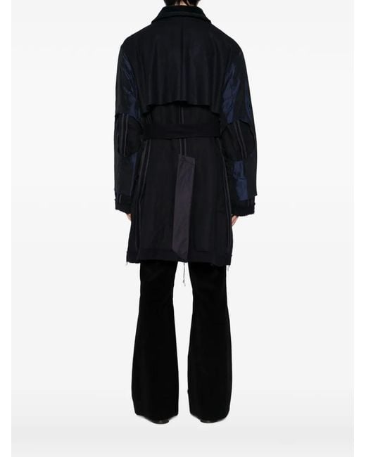 Patchwork belted coat Midorikawa de hombre de color Black