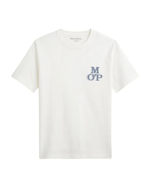 Marc O' Polo White Logo-Embroidered Crew Neck T-Shirt for men