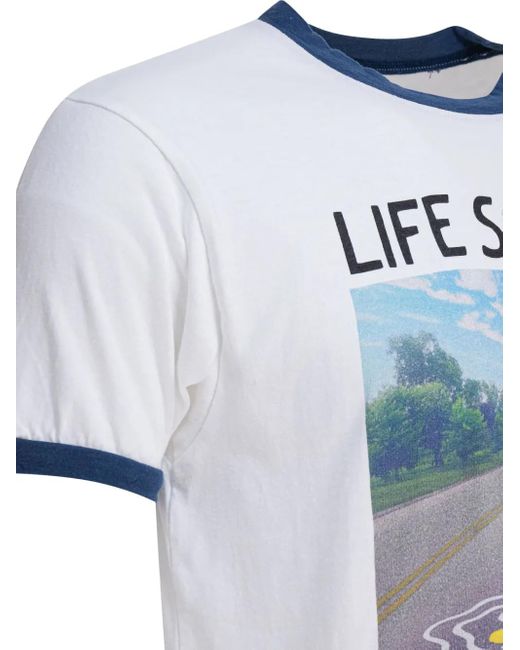 Kapital Blue Graphic-Print Crew-Neck T-Shirt for men
