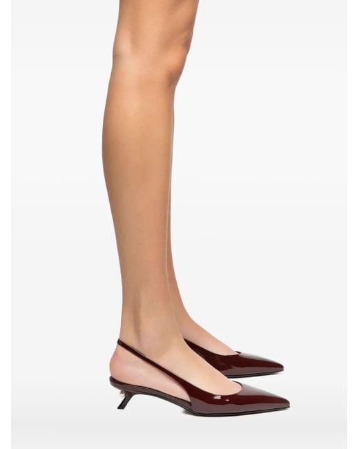 ALEVI Brown Pearl-Embellished Slingback Pumps