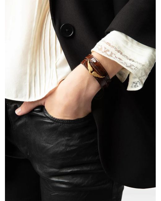 Zadig & Voltaire Black Rock Croco Leather Bracelet