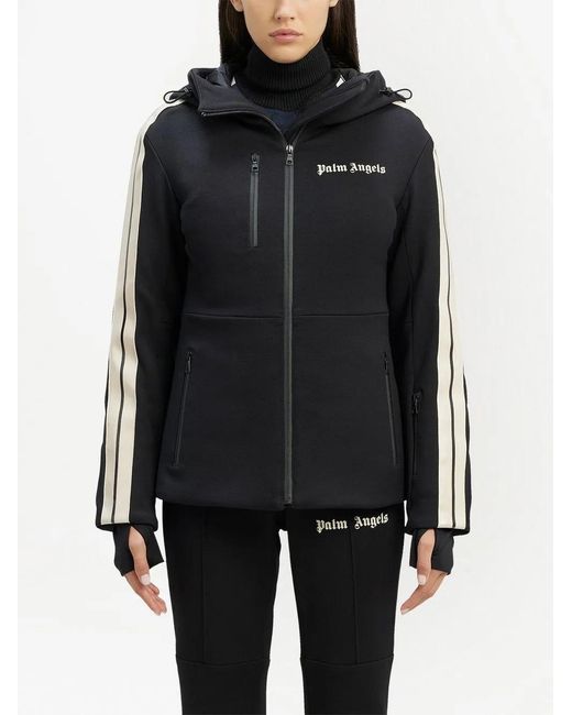 Palm Angels Black Logo-Print Ski Jacket