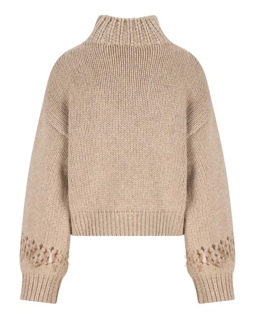 Brunello Cucinelli Natural Openwork Ribbed Sweater