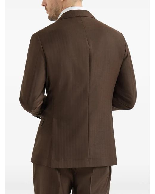Brunello Cucinelli Brown Virgin-Wool And Cashmere One-And-A-Half Breasted Deconstructed Blazer for men