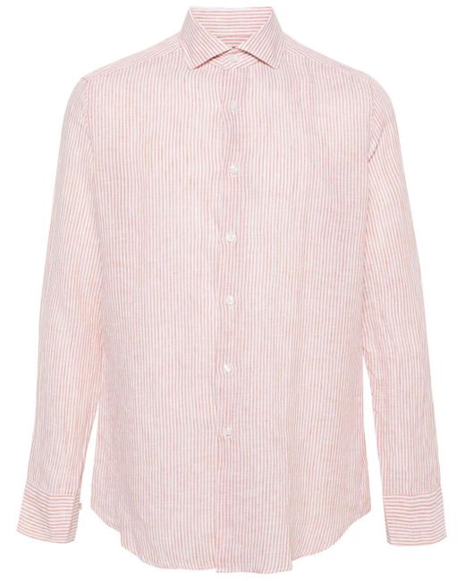 Striped linen shirt Dell'Oglio de hombre de color Pink