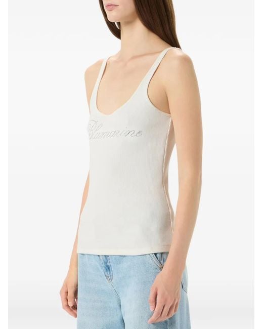 Blumarine White Logo-Embroidered Top