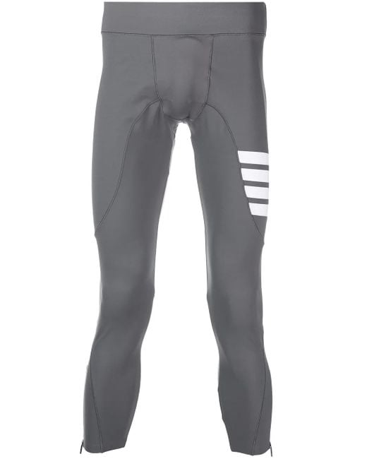 Thom Browne Gray 4-Bar Stripe Lightweight Compression Tights for men