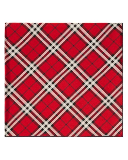 Burberry Red Checked Silk Scarf