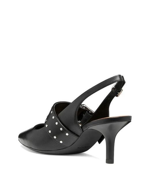 Geox Black Kleopy Studded Buckle Pumps
