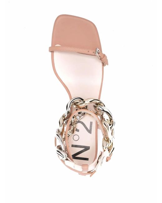 N°21 Pink Chain-Link Leather Sandals