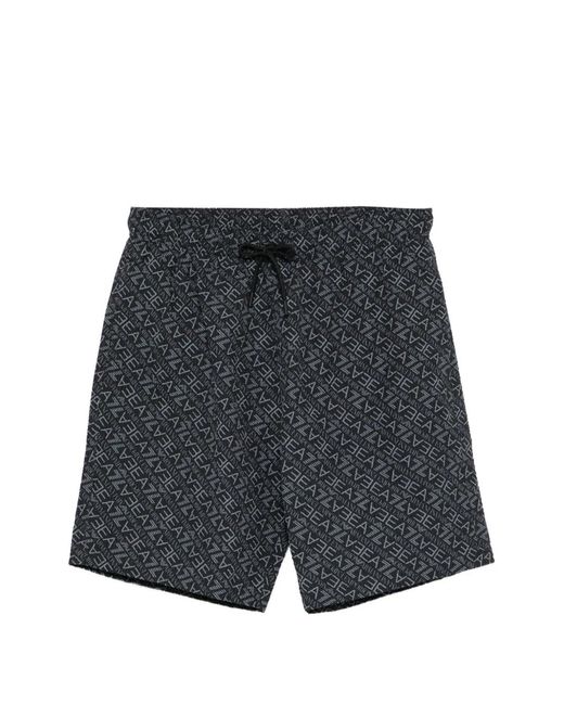EA7 Gray Logo-Print Drawstring Swim Shorts for men