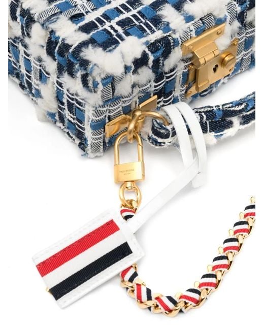Thom Browne Blue Mini Denim Pouf Tweed Bag
