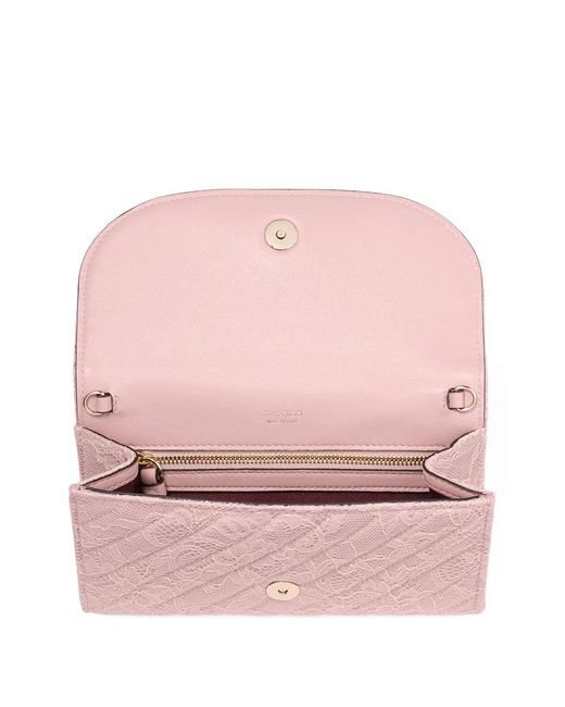 Jimmy Choo Pink Curve Quilted Logo Chain Wallet