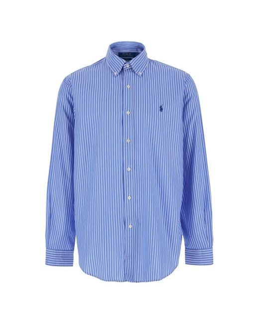 Polo Ralph Lauren Blue Vertical-Stripe Cotton Shirt for men