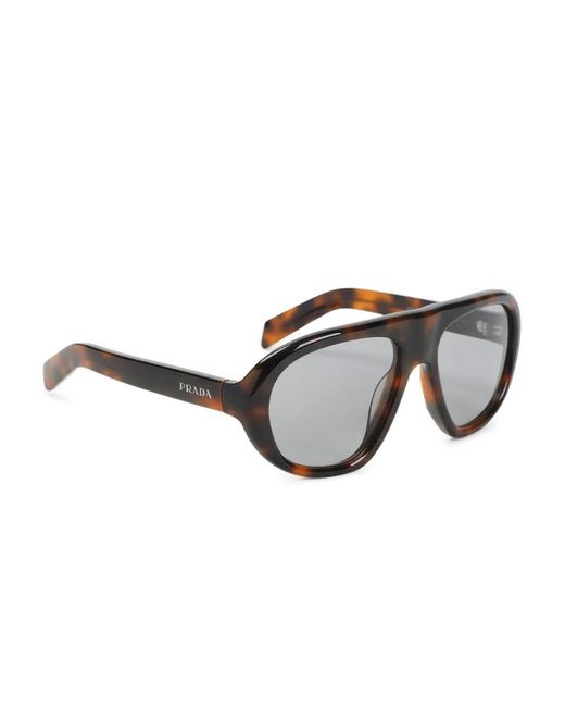 Prada Gray Acetate Geometric Sunglasses