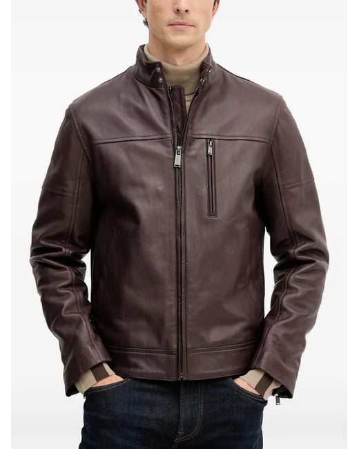 Trussardi Brown Padded Biker Jacket for men