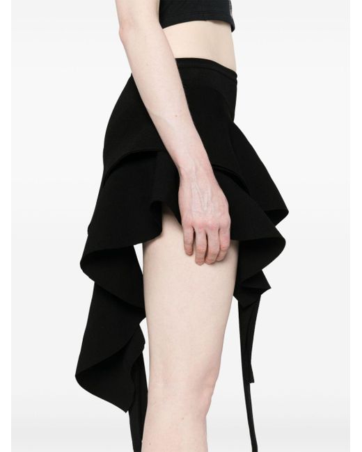 Mugler Black Asymmetric Knitted Mini Skirt