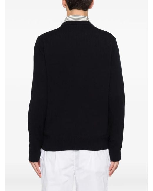 Emporio Armani Black Logo-Embroidered Crew-Neck Sweater for men