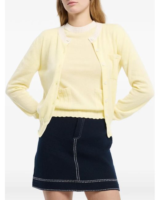 Barrie White Ribbed Detailing Cardigan