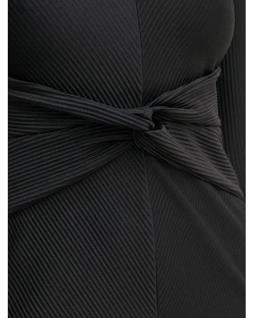 DKNY Black Ribbed Knot-Detail Mini Dress