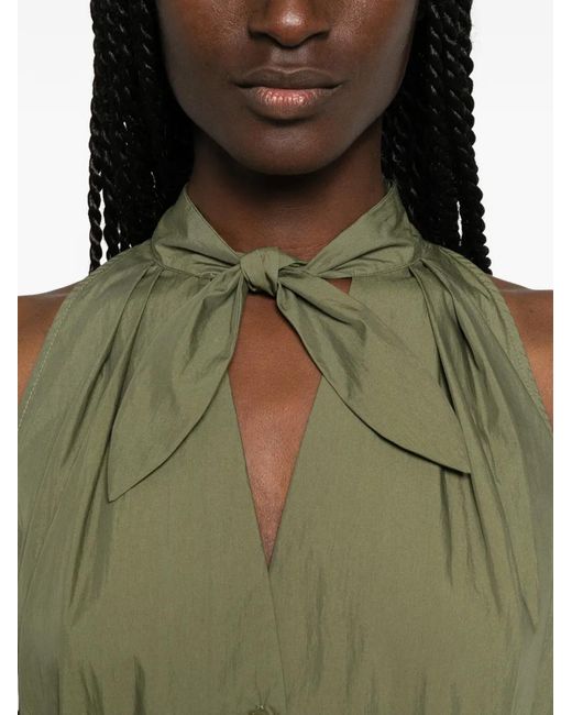 Isabelle Blanche Green Belted Tie-Neck Maxi Dress