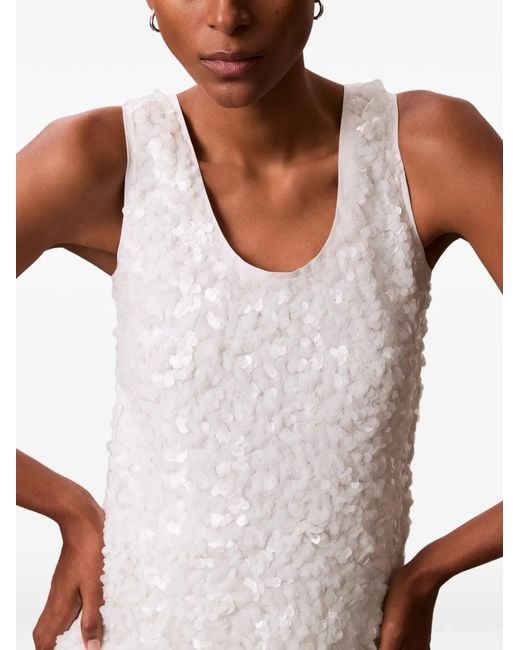 Calvin Klein White Sequined Sleeveless Top