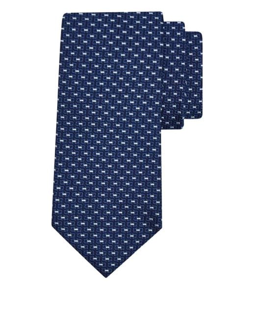 Ferragamo Blue Jacquard Gancini Tie for men