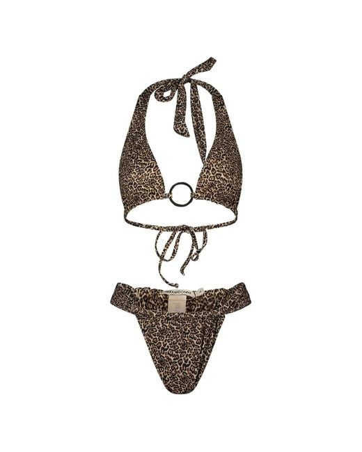 Paramidonna White Mirla Leopard Print Two Pieces Swimsuit