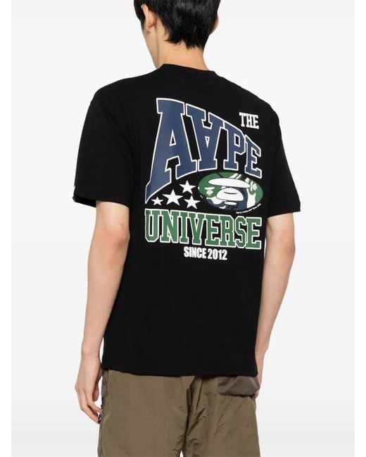 Aape By A Bathing Ape T-Shirt Met Maangezicht Logo in het Black voor heren
