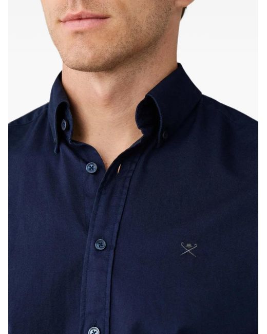 Hackett Blue Brompton Garment-Dyed Oxford Shirt for men