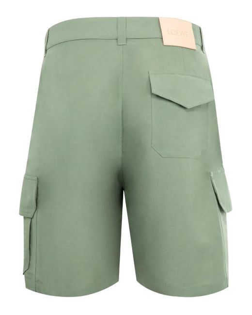 Loewe Green Linen Cargo Shorts for men