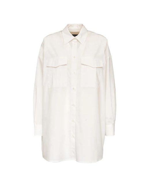 Department 5 White Fire Over Long-Sleeve Cotton Shirt