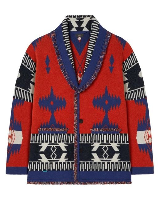 Alanui Red Icon Jacquard Cardigan for men