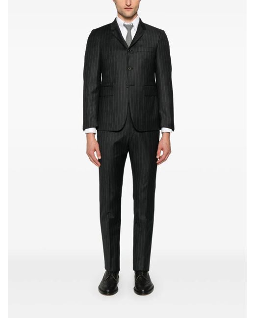 Thom Browne Black Pinstriped Wool Blazer - Men's - Cupro/wool for men