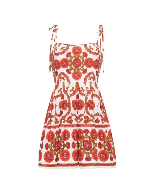 Cara Cara Red Robe Fleurie À Bride Nouée